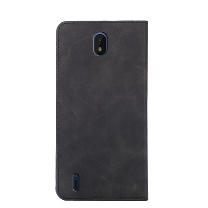 Magnetic horizontal flip leather phone case, black; back with camera and port cutouts