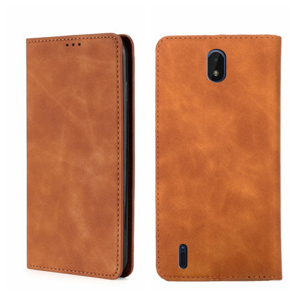 Magnetic horizontal flip leather phone case, light brown; front cover and back camera cutouts