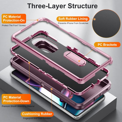 Rugged purple phone case with three-layer protection and soft rubber lining