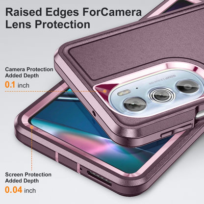 Rugged purple phone case with raised camera and screen edge protection
