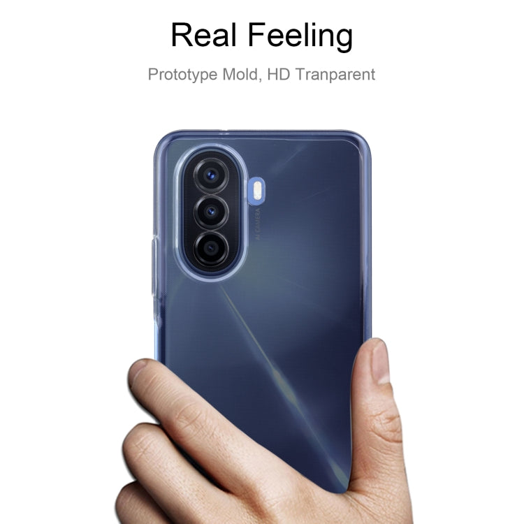 Transparent TPU phone case on phone, clear slim fit with camera opening
