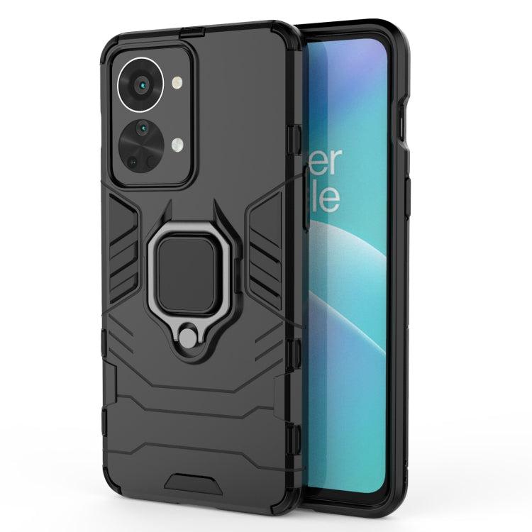 Magnetic ring rugged black phone case with PC+TPU bumper, camera cutouts and kickstand