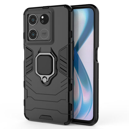 Rugged dark phone case with magnetic ring stand, protective bumper and camera cutouts