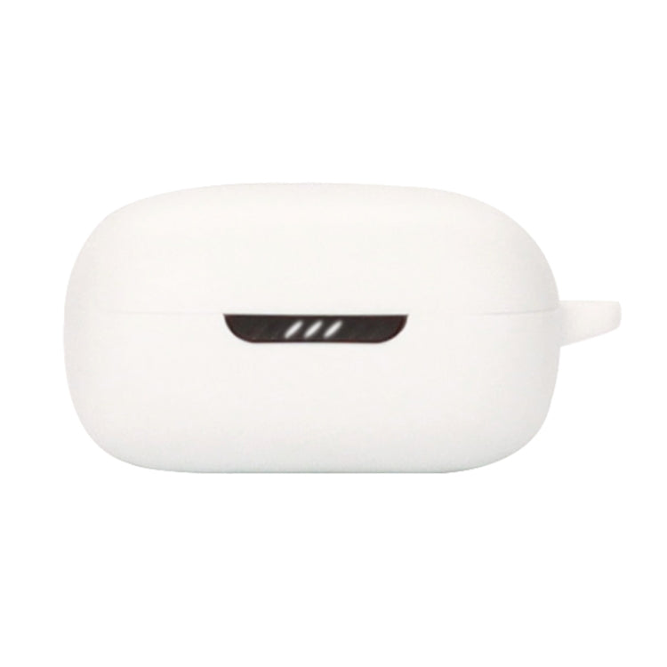 White silicone earphone protective case with front notch and carrying tab