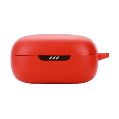 Red silicone earphone protective case with front notch and carrying tab