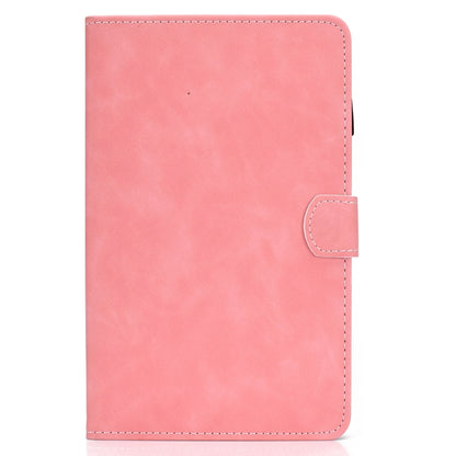 Pink cowhide-texture smart leather tablet case, front view with stitched flap