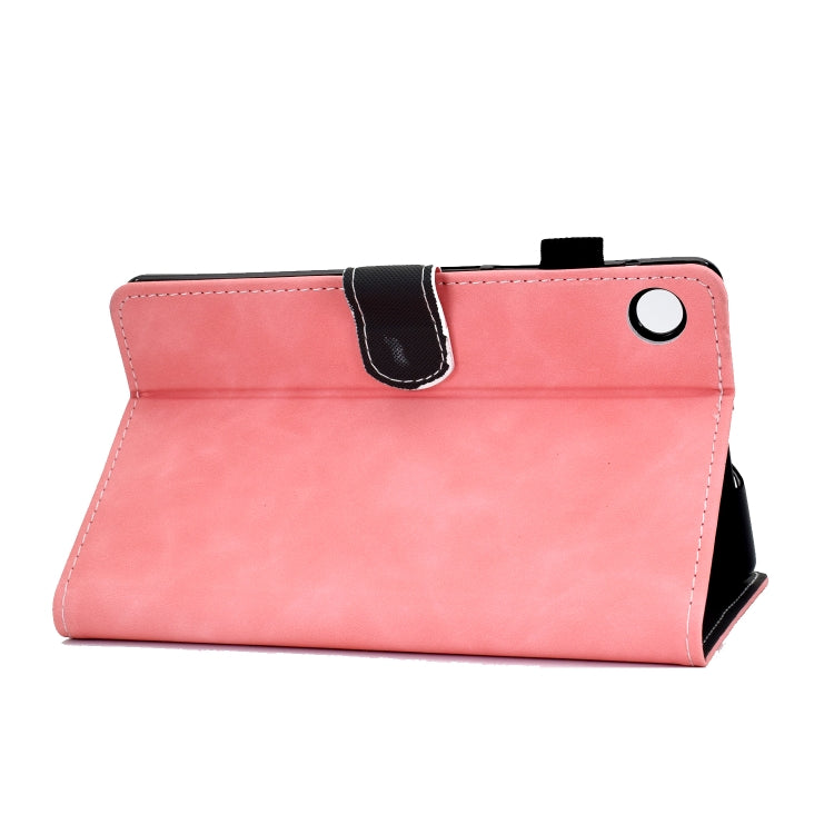 Pink cowhide-texture smart leather tablet case with magnetic strap and camera hole