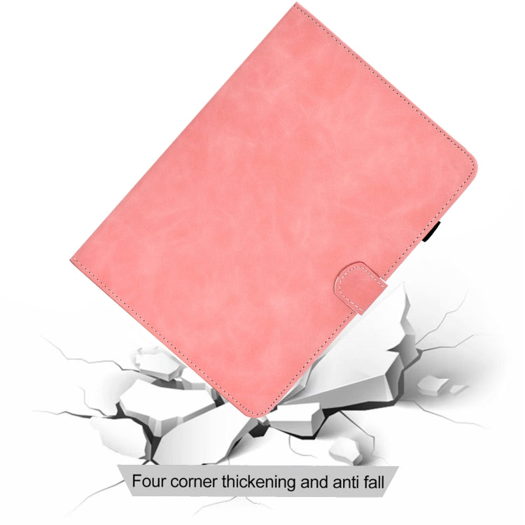 Pink cowhide-texture smart leather tablet case with reinforced corners