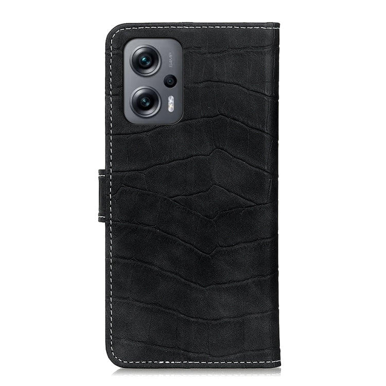 Crocodile-texture leather phone case, black with camera cutouts and stitched edges