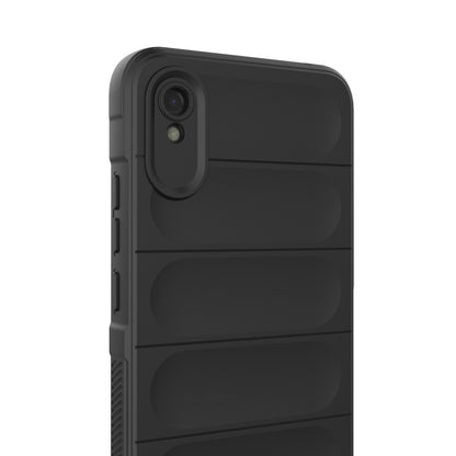Black rugged phone case back with card-slot texture and camera cutout