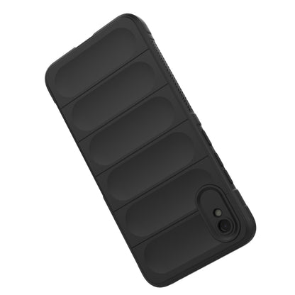 Black rugged phone case with card-slot back, angled view