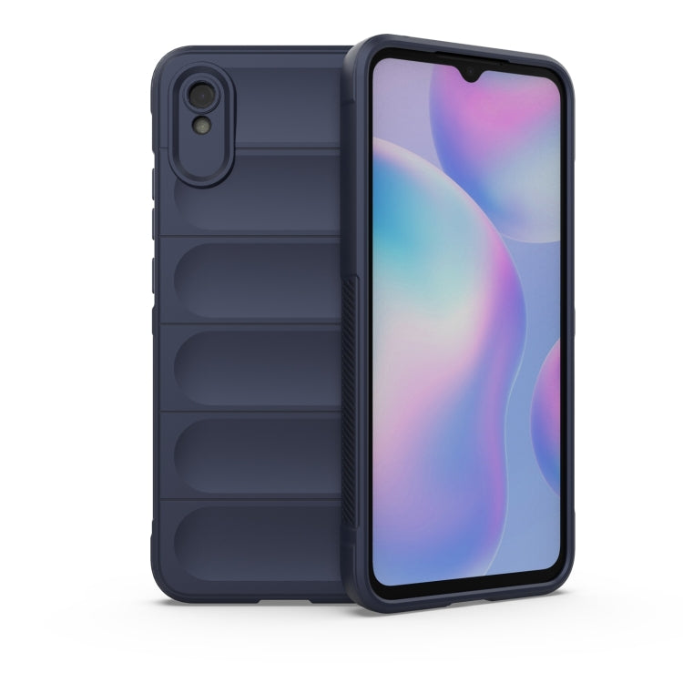 Rugged TPU phone case with camera cutout, dark navy back and raised edge protection
