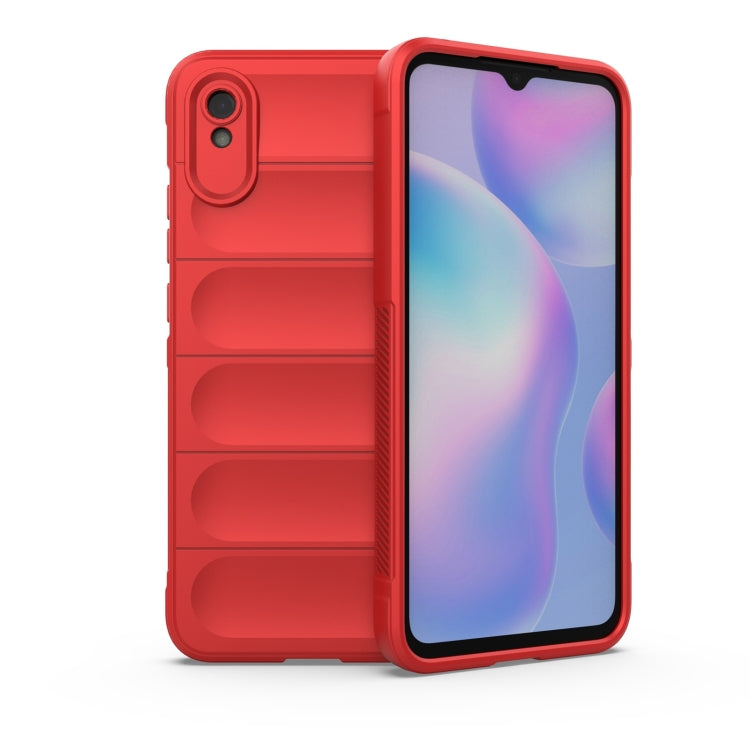 Rugged TPU phone case with camera cutout, red back with textured grip and raised corners