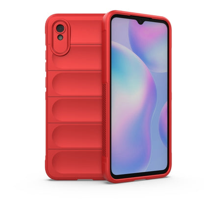 Rugged TPU phone case with camera cutout, red back with textured grip and raised corners