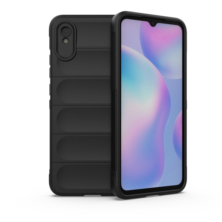 Rugged TPU phone case with camera cutout, black back with molded grip panels