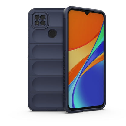 Dark blue TPU flannel phone case with raised edges and camera cutouts
