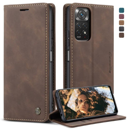 Brown leather flip phone case with card slot and horizontal stand