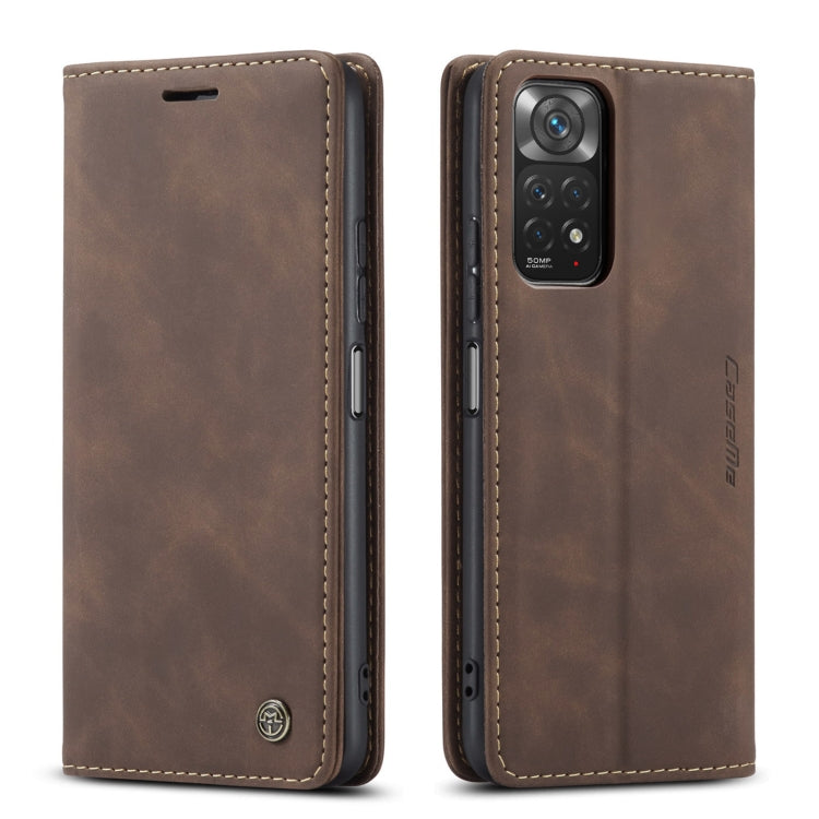 Brown leather flip phone case with stitching and camera cutout