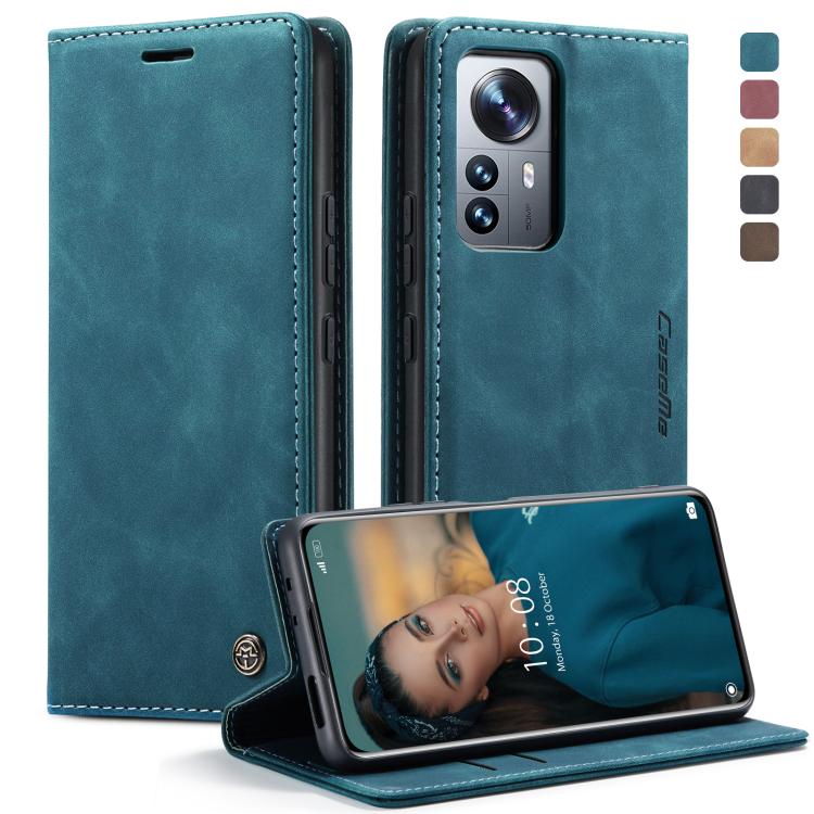 Teal blue leather wallet phone case with horizontal flip cover and stand