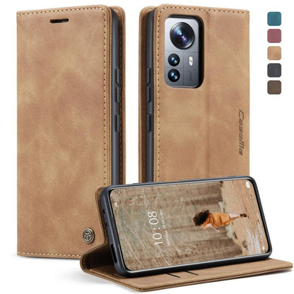 Tan leather wallet phone case with horizontal flip cover and viewing stand