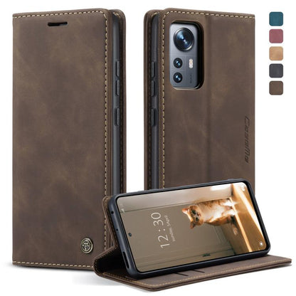 Coffee brown leather wallet phone case with horizontal flip cover and viewing stand