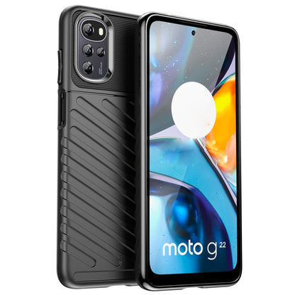 Shockproof TPU phone case, black, ridged grip texture, cutouts for camera and ports