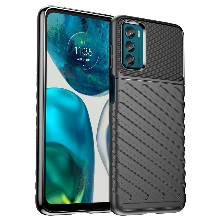 Shockproof TPU phone case, blue, front and back view with ridged grip texture