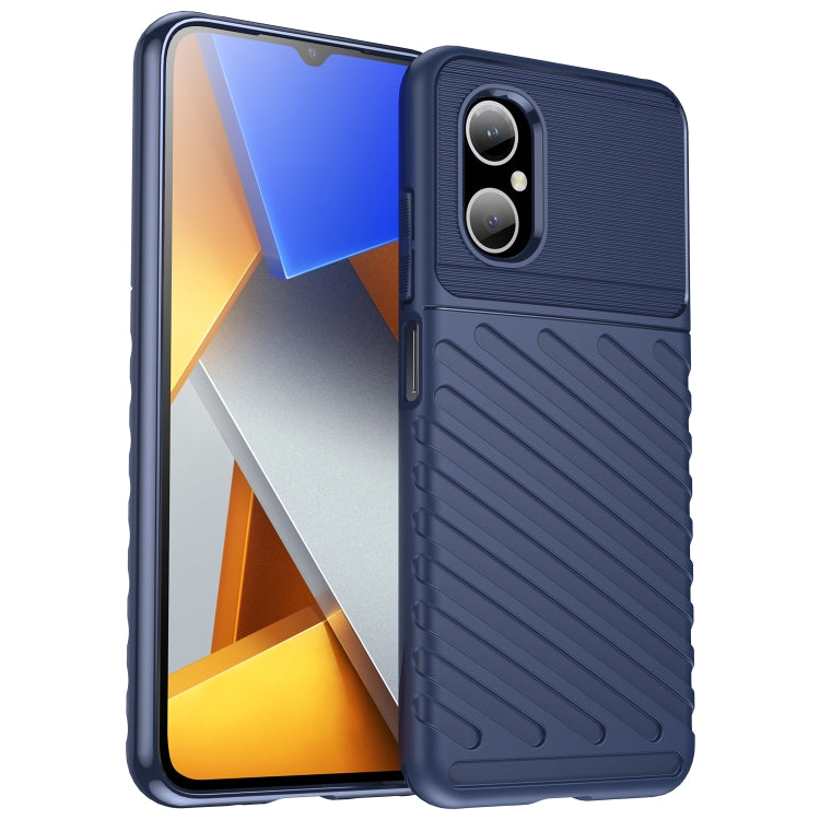 Shockproof TPU phone case, blue textured grip with camera cutouts and side buttons