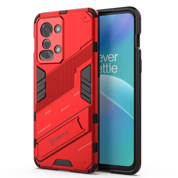 Red armored dual-layer phone case with PC back and TPU liner for OnePlus Nord 2T