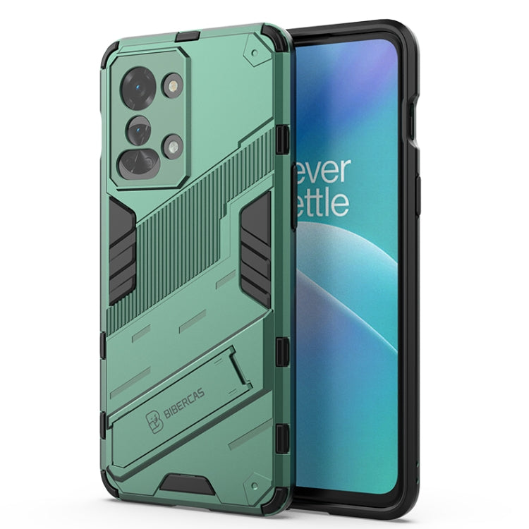 Green armored dual-layer phone case with PC back and TPU liner for OnePlus Nord 2T