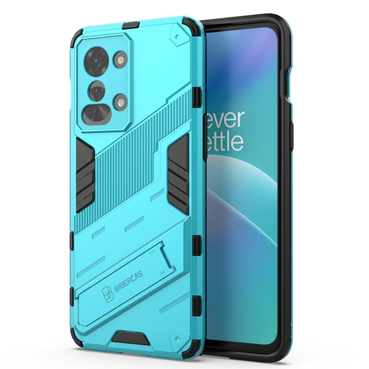 Blue armored dual-layer phone case with PC back and TPU liner for OnePlus Nord 2T