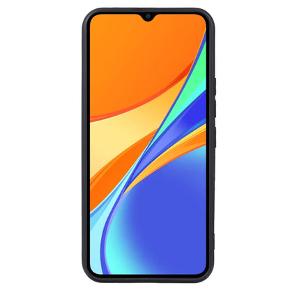 Black TPU phone case with orange, yellow, and blue abstract front window