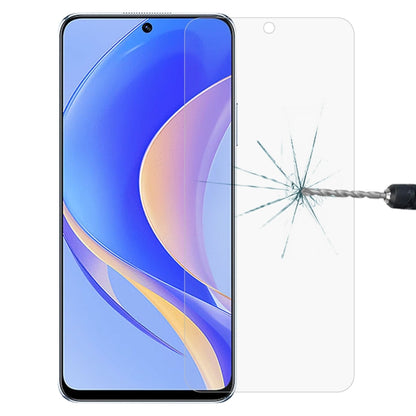 Tempered glass screen protector film applied to a phone screen with clear protective fit