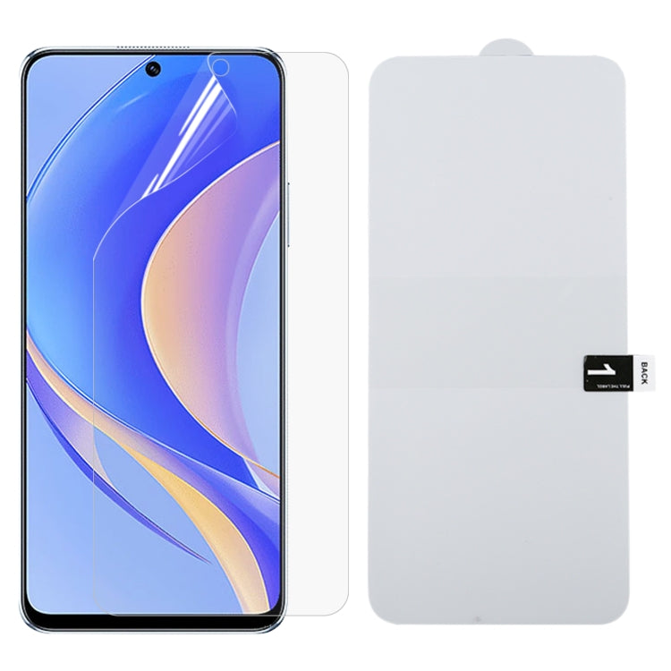 Full-screen hydrogel screen protector film set with clear protective sheet