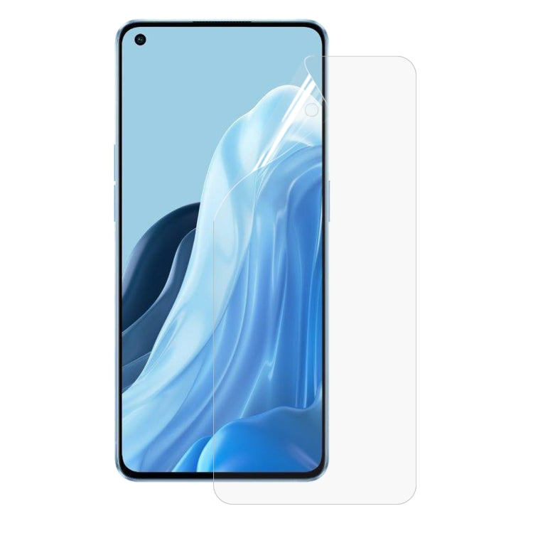 Full-screen hydrogel screen protector film aligned on a smartphone screen