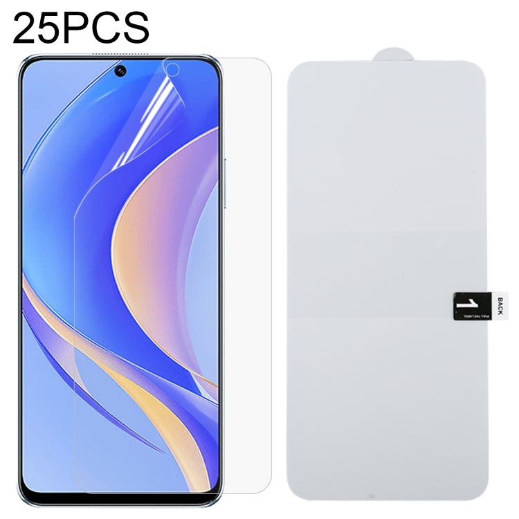 Full screen hydrogel screen protector film set, 25-pack with clear backer sheet