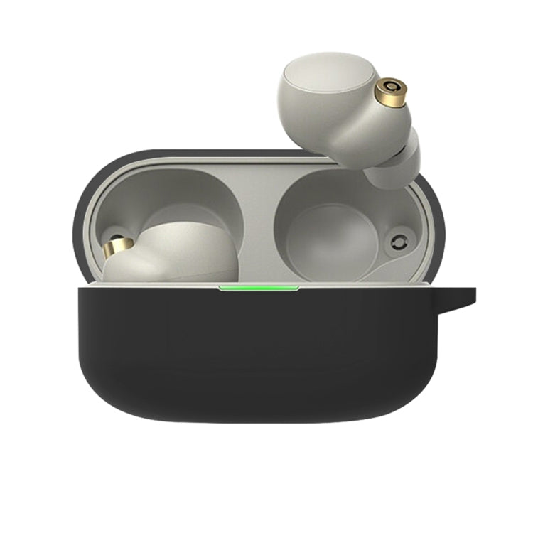 Silicone protective case for earbuds, black with open charging port cutout
