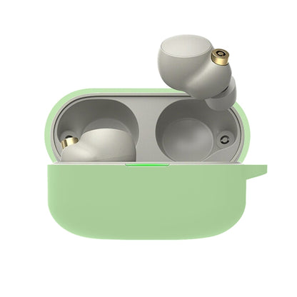 Silicone protective case for earbuds, matcha green with open charging port cutout