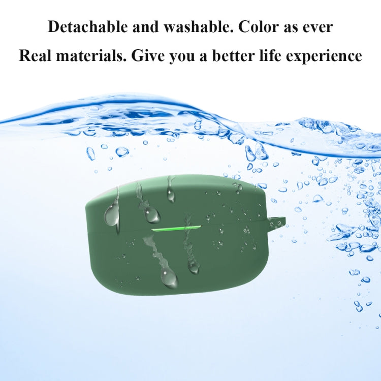 Green silicone earbud protective case with water droplets, covered for splash protection