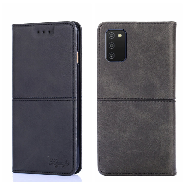 Magnetic flip leather phone case with camera cutout, dark gray/black