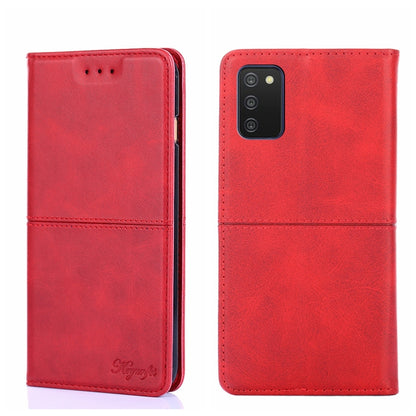 Magnetic flip leather phone case with camera cutout, red