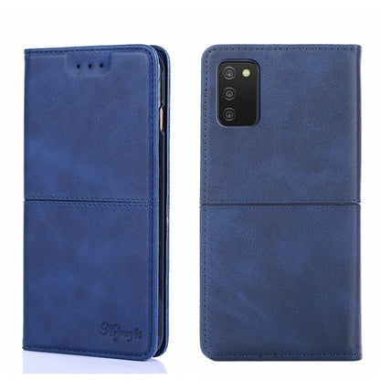 Magnetic flip leather phone case with camera cutout, blue