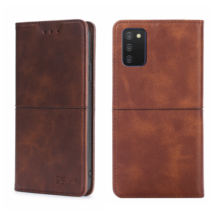 Magnetic flip leather phone case with camera cutout, medium brown