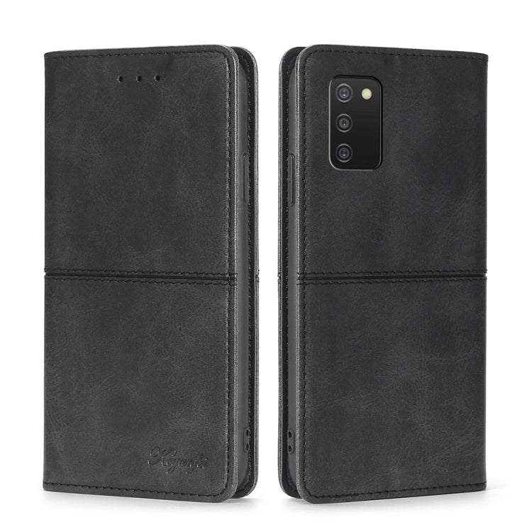 Magnetic flip leather phone case with camera cutout, black