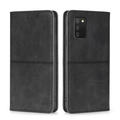 Magnetic flip leather phone case with camera cutout, black