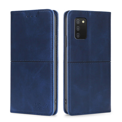 Magnetic flip leather phone case with camera cutout, blue