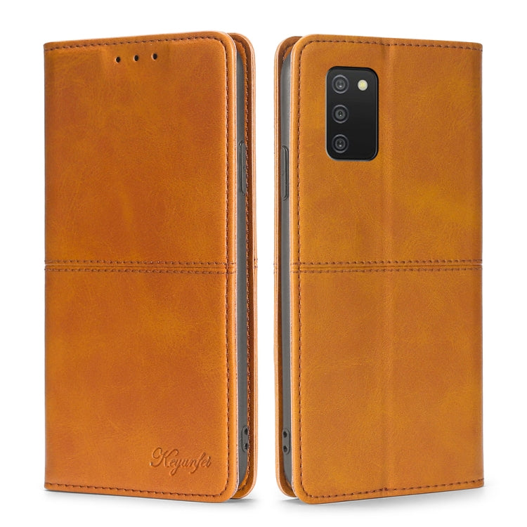 Magnetic flip phone case, cow-textured leather, light brown, front cover and back camera cutout