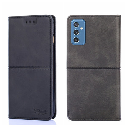 Black leather-texture flip phone case with magnetic closure and back camera opening