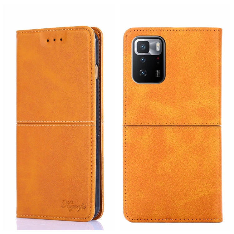 Orange cow-texture magnetic flip phone case with stitched edges and camera cutout