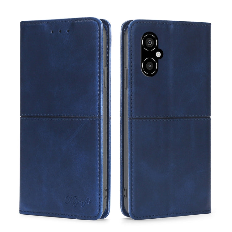 Magnetic flip leather phone case, navy blue leather with magnetic closure and camera cutout